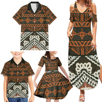 Bula Fiji Tapa Family Matching Summer Maxi Dress and Hawaiian Shirt Fijian Masi Vintage Vibes - Polynesian Pride