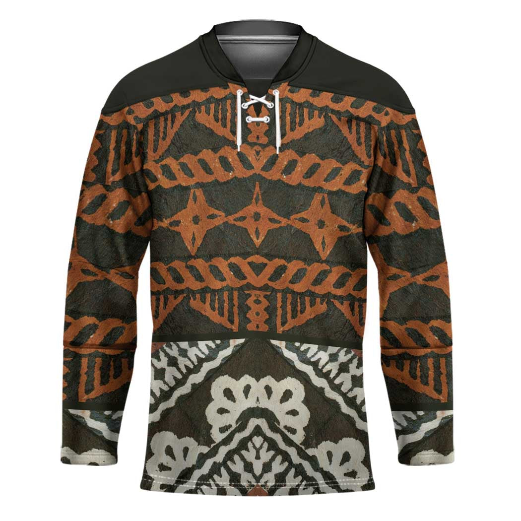 Bula Fiji Tapa Hockey Jersey Fijian Masi Vintage Vibes LT14 Unisex Brown - Polynesian Pride