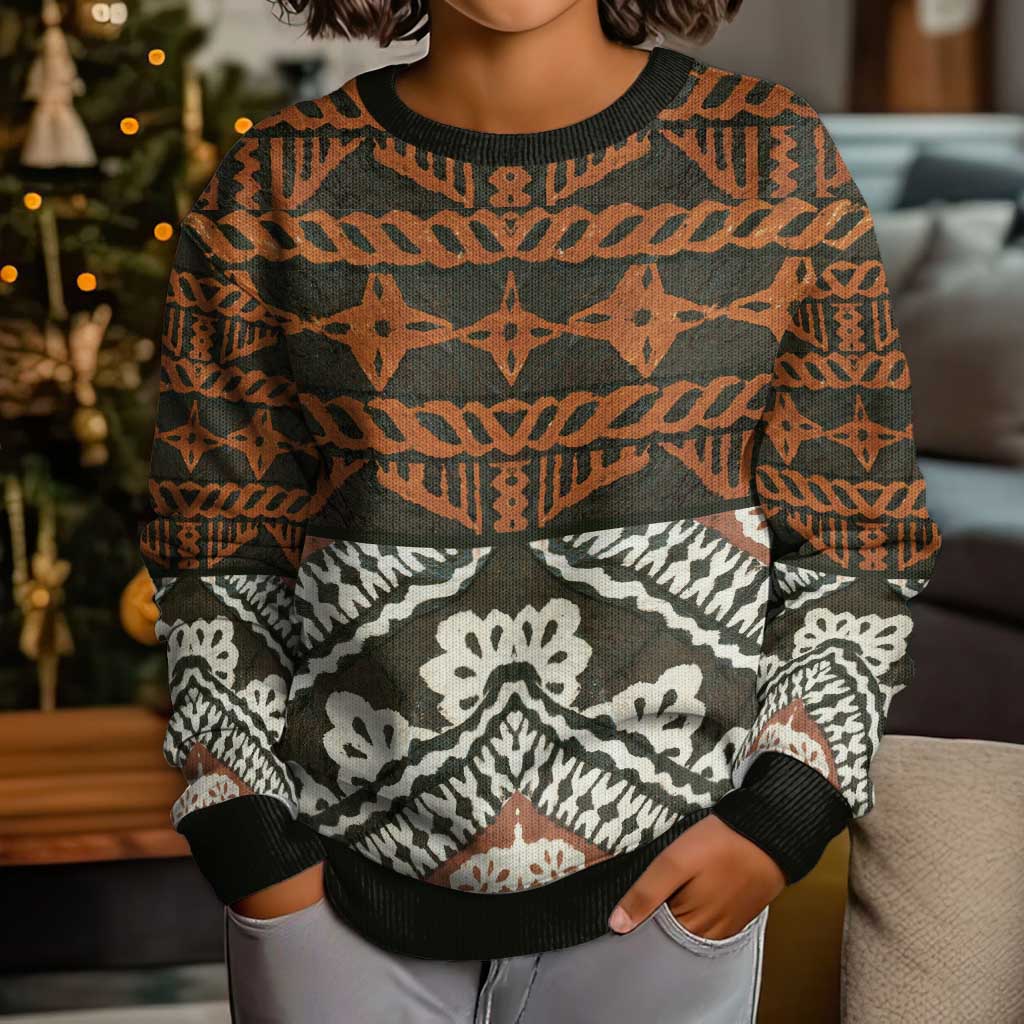 Bula Fiji Tapa Kid Ugly Christmas Sweater Fijian Masi Vintage Vibes - Polynesian Pride
