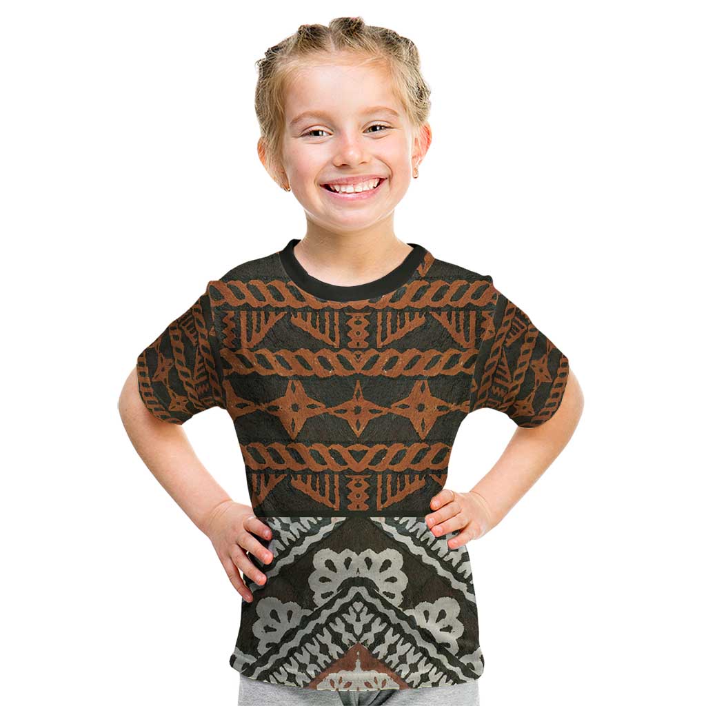 Bula Fiji Tapa Kid T Shirt Fijian Masi Vintage Vibes - Polynesian Pride