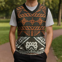 Bula Fiji Tapa Christmas Knitted V-Neck Vest Fijian Masi Vintage Vibes - Polynesian Pride