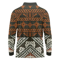 Bula Fiji Tapa Long Sleeve Polo Shirt Fijian Masi Vintage Vibes - Polynesian Pride