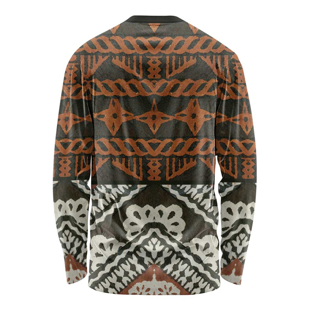 Bula Fiji Tapa Long Sleeve Shirt Fijian Masi Vintage Vibes - Polynesian Pride