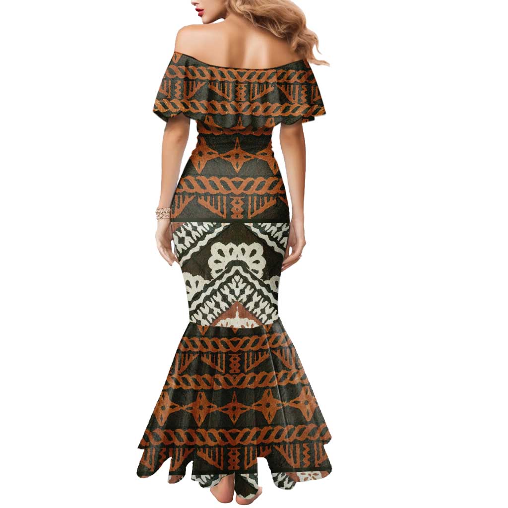 Bula Fiji Tapa Mermaid Dress Fijian Masi Vintage Vibes LT14 - Polynesian Pride