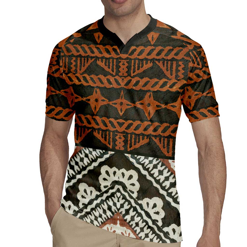 Bula Fiji Tapa Rugby Jersey Fijian Masi Vintage Vibes - Polynesian Pride