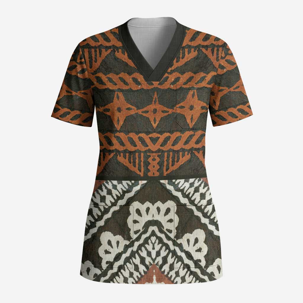 Bula Fiji Tapa Scrub Top Fijian Masi Vintage Vibes - Polynesian Pride