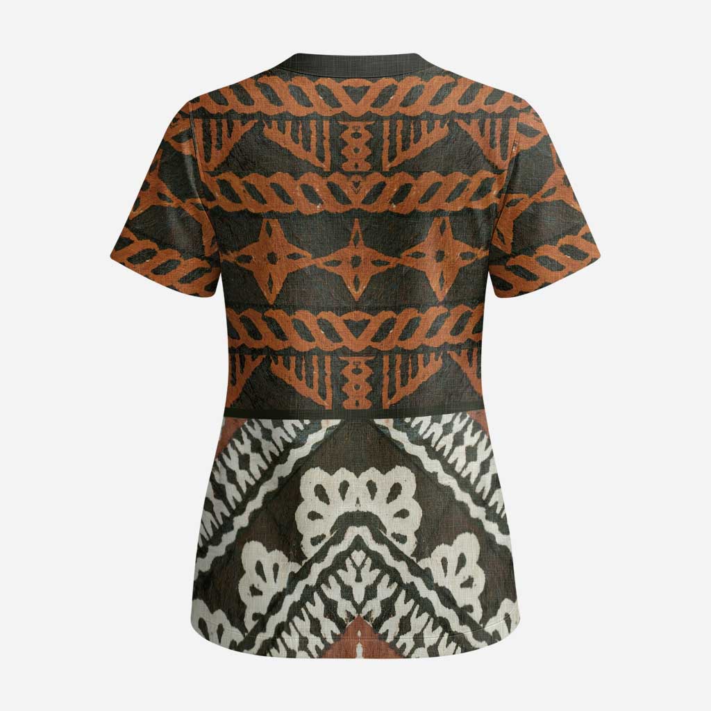 Bula Fiji Tapa Scrub Top Fijian Masi Vintage Vibes - Polynesian Pride