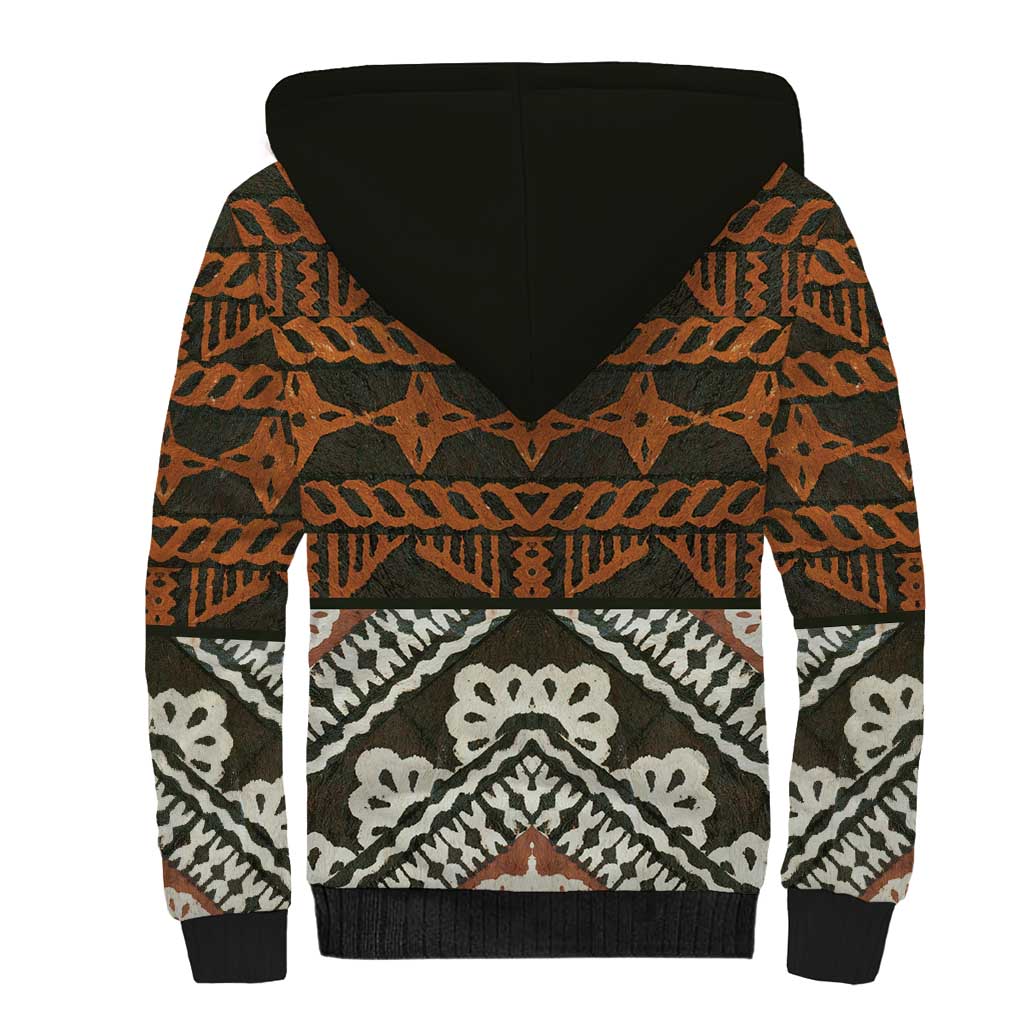 Bula Fiji Tapa Sherpa Hoodie Fijian Masi Vintage Vibes LT14 - Polynesian Pride