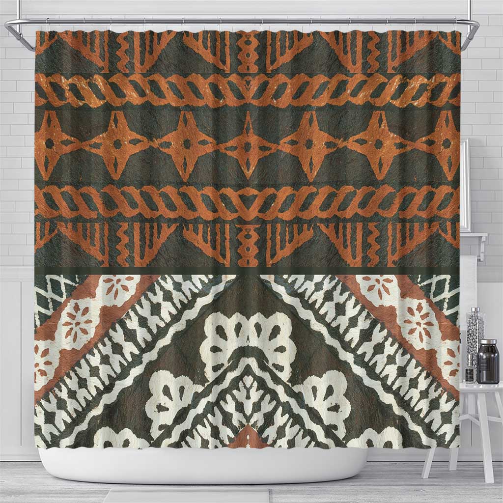 Bula Fiji Tapa Shower Curtain Fijian Masi Vintage Vibes LT14 - Polynesian Pride