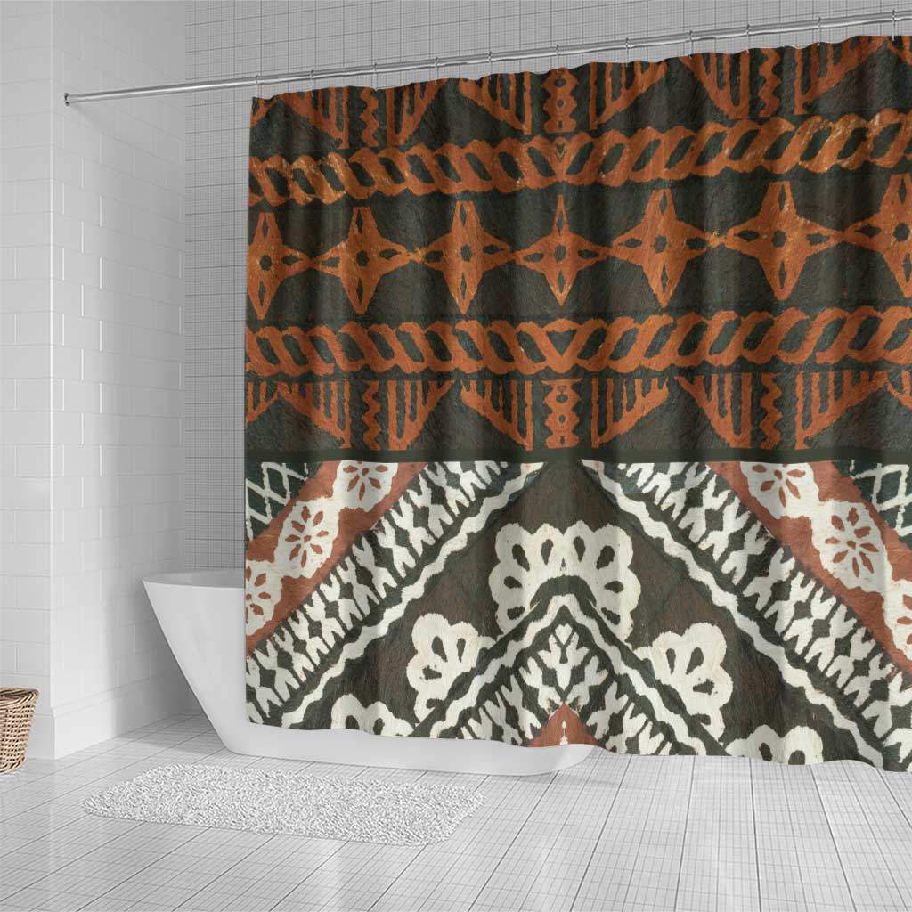 Bula Fiji Tapa Shower Curtain Fijian Masi Vintage Vibes LT14 - Polynesian Pride