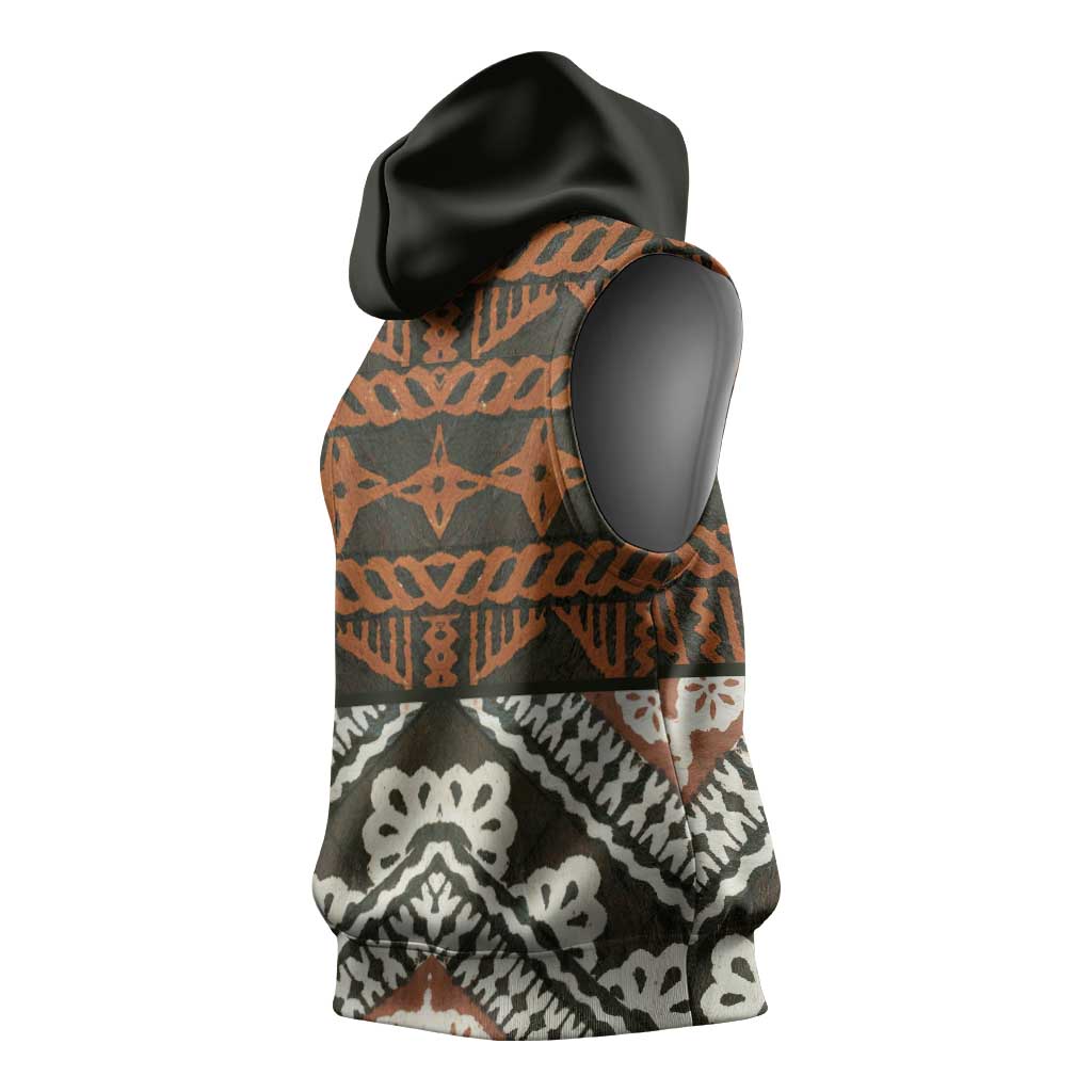 Bula Fiji Tapa Sleeveless Hoodie Fijian Masi Vintage Vibes LT14 - Polynesian Pride