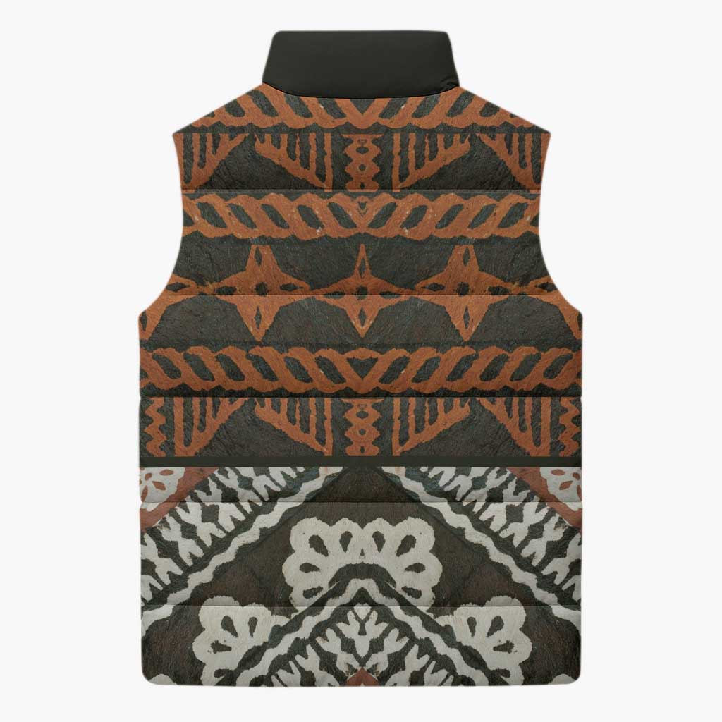 Bula Fiji Tapa Sleeveless Puffer Jacket Fijian Masi Vintage Vibes - Polynesian Pride