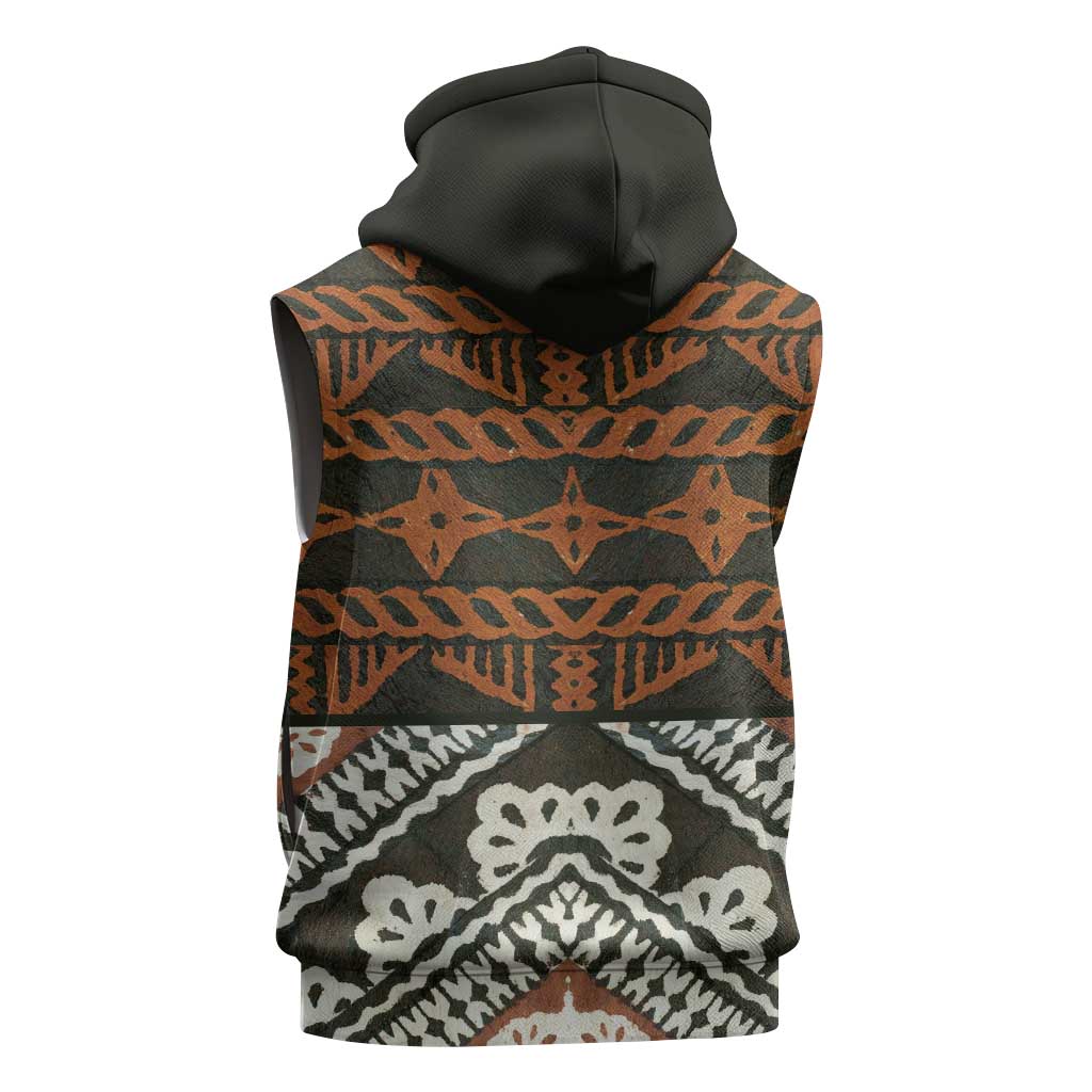 Bula Fiji Tapa Sleeveless Zip Hoodie Fijian Masi Vintage Vibes LT14 - Polynesian Pride