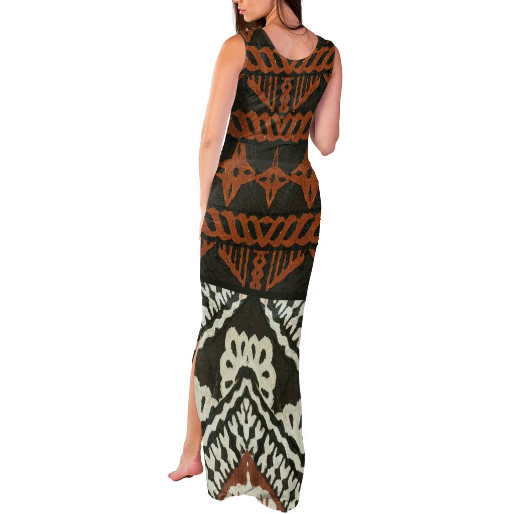 Bula Fiji Tapa Tank Maxi Dress Fijian Masi Vintage Vibes LT14 - Polynesian Pride