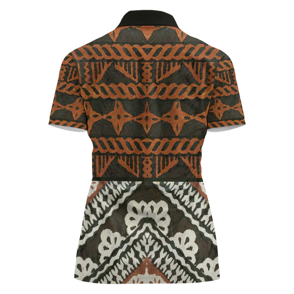 Bula Fiji Tapa Women Polo Shirt Fijian Masi Vintage Vibes - Polynesian Pride