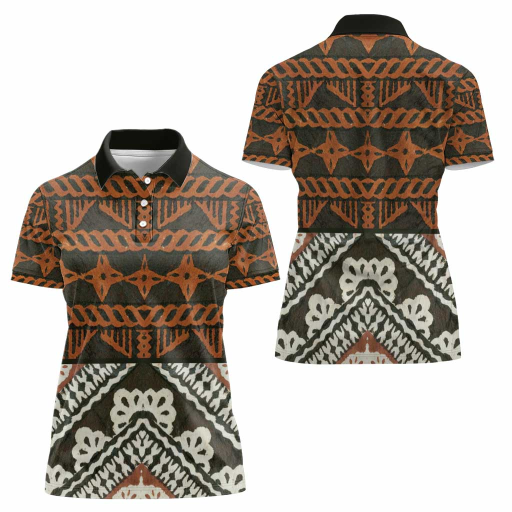 Bula Fiji Tapa Women Polo Shirt Fijian Masi Vintage Vibes - Polynesian Pride