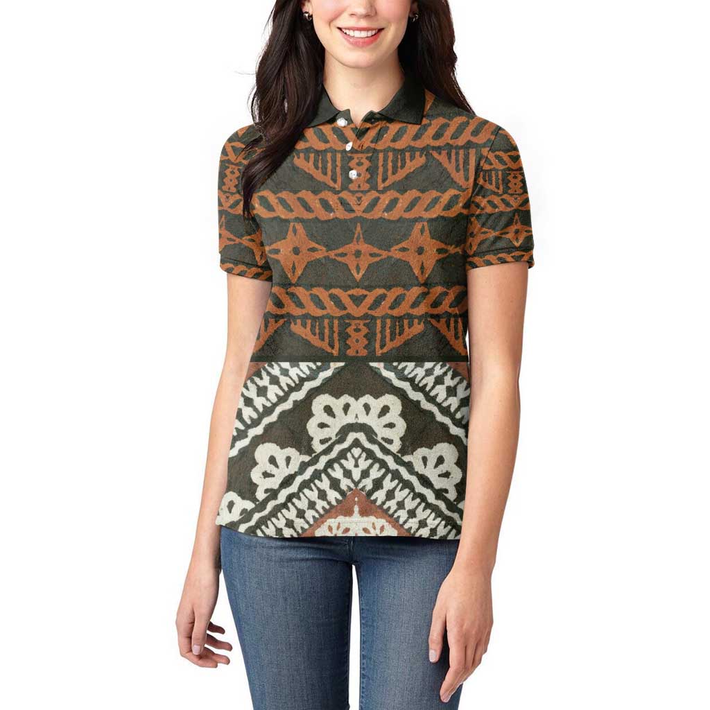 Bula Fiji Tapa Women Polo Shirt Fijian Masi Vintage Vibes - Polynesian Pride