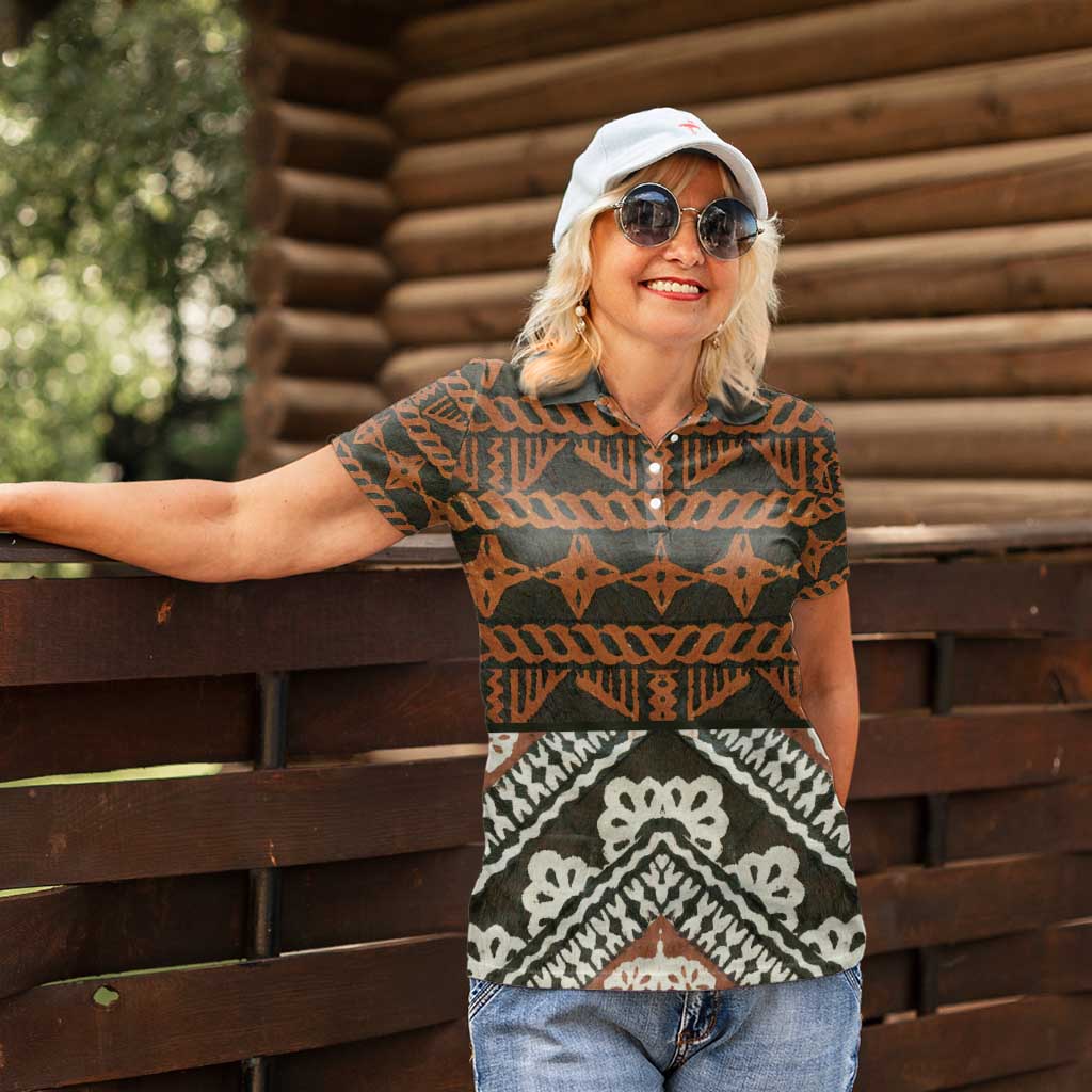 Bula Fiji Tapa Women Polo Shirt Fijian Masi Vintage Vibes - Polynesian Pride