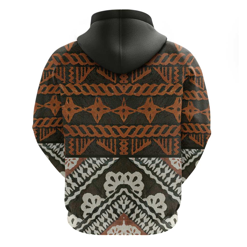 Bula Fiji Tapa Zip Hoodie Fijian Masi Vintage Vibes LT14 - Polynesian Pride