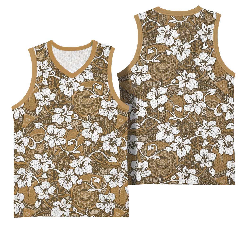 Kuvui Bula Fiji Basketball Jersey Fijian Tapa Seamless Hibiscus - Polynesian Pride