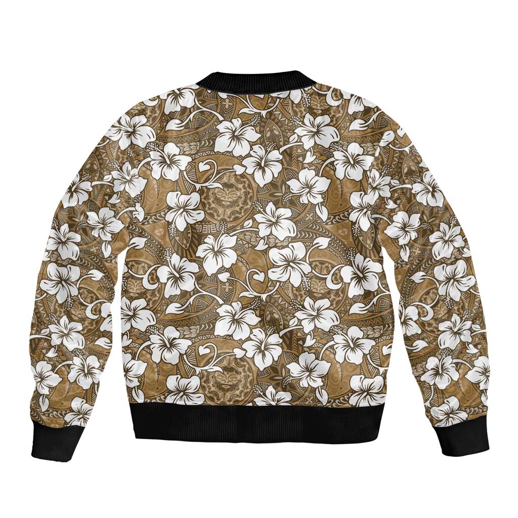 Kuvui Bula Fiji Bomber Jacket Fijian Tapa Seamless Hibiscus LT14 - Polynesian Pride