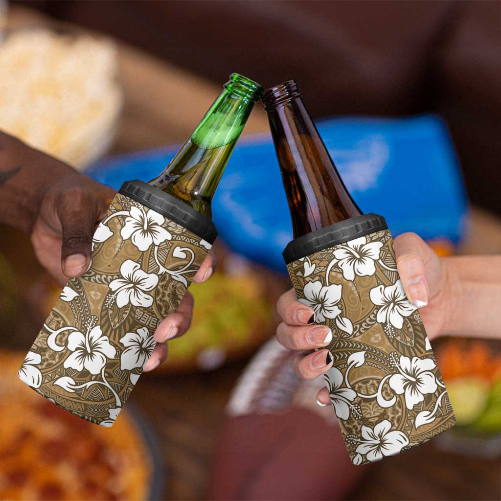 Kuvui Bula Fiji 4 in 1 Can Cooler Tumbler Fijian Tapa Seamless Hibiscus - Polynesian Pride