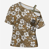 Kuvui Bula Fiji Cross Shoulder Shirt Fijian Tapa Seamless Hibiscus - Polynesian Pride