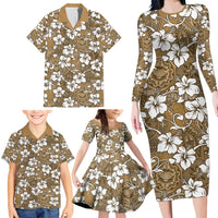 Kuvui Bula Fiji Family Matching Long Sleeve Bodycon Dress and Hawaiian Shirt Fijian Tapa Seamless Hibiscus - Polynesian Pride