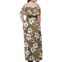Kuvui Bula Fiji Family Matching Off Shoulder Maxi Dress and Hawaiian Shirt Fijian Tapa Seamless Hibiscus - Polynesian Pride