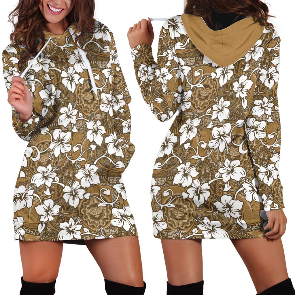 Kuvui Bula Fiji Hoodie Dress Fijian Tapa Seamless Hibiscus - Polynesian Pride