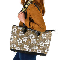 Kuvui Bula Fiji Leather Tote Bag Fijian Tapa Seamless Hibiscus LT14 Brown - Polynesian Pride