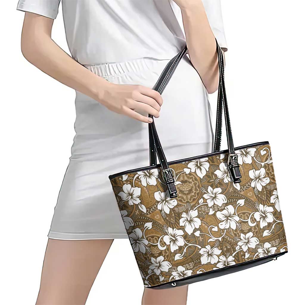 Kuvui Bula Fiji Leather Tote Bag Fijian Tapa Seamless Hibiscus LT14 - Polynesian Pride