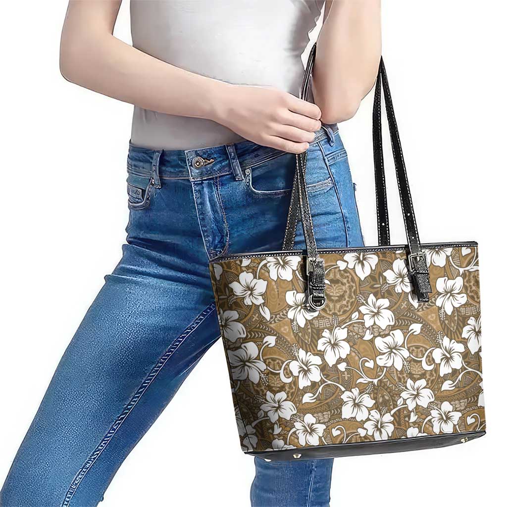 Kuvui Bula Fiji Leather Tote Bag Fijian Tapa Seamless Hibiscus LT14 - Polynesian Pride