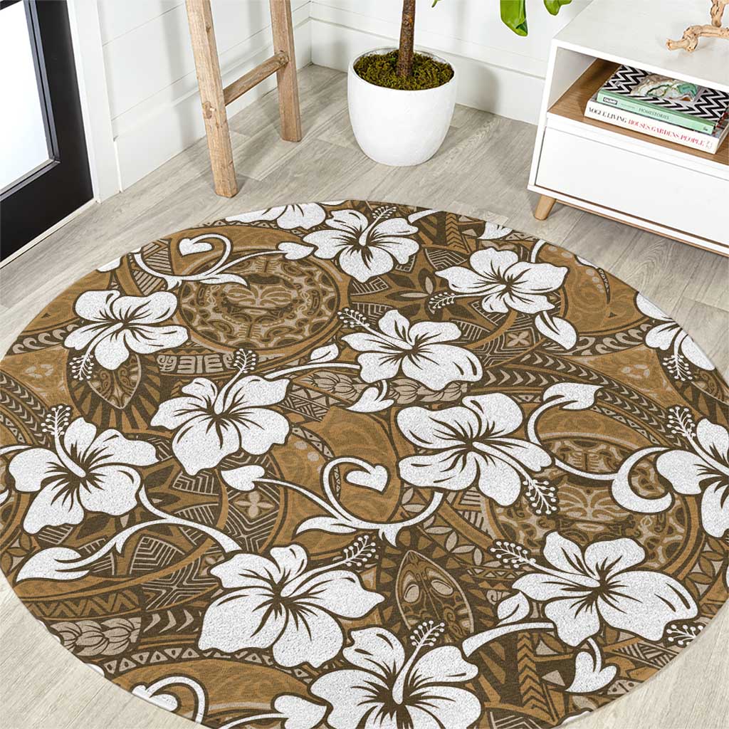 Kuvui Bula Fiji Round Carpet Fijian Tapa Seamless Hibiscus - Polynesian Pride