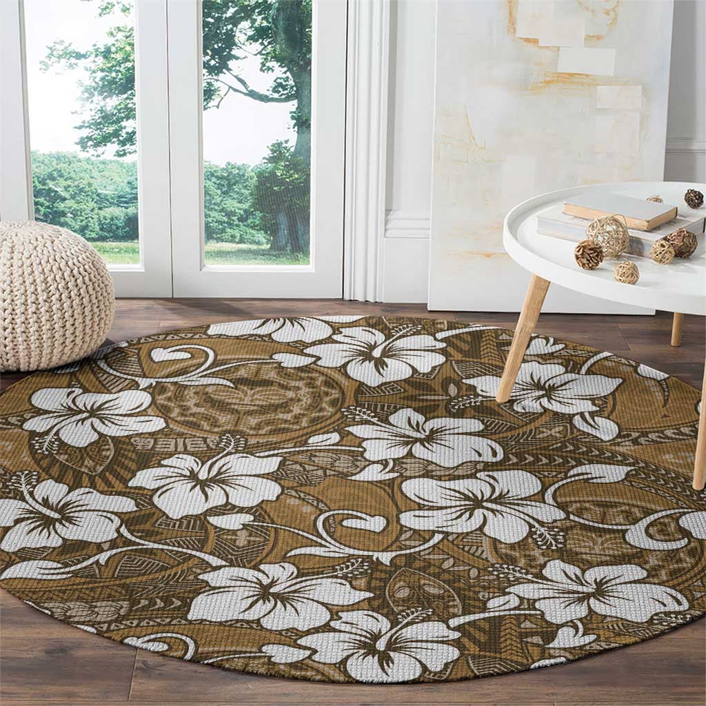 Kuvui Bula Fiji Round Carpet Fijian Tapa Seamless Hibiscus - Polynesian Pride