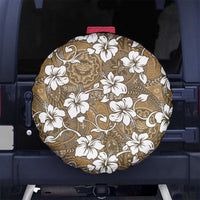 Kuvui Bula Fiji Spare Tire Cover Fijian Tapa Seamless Hibiscus LT14 No hole Brown - Polynesian Pride