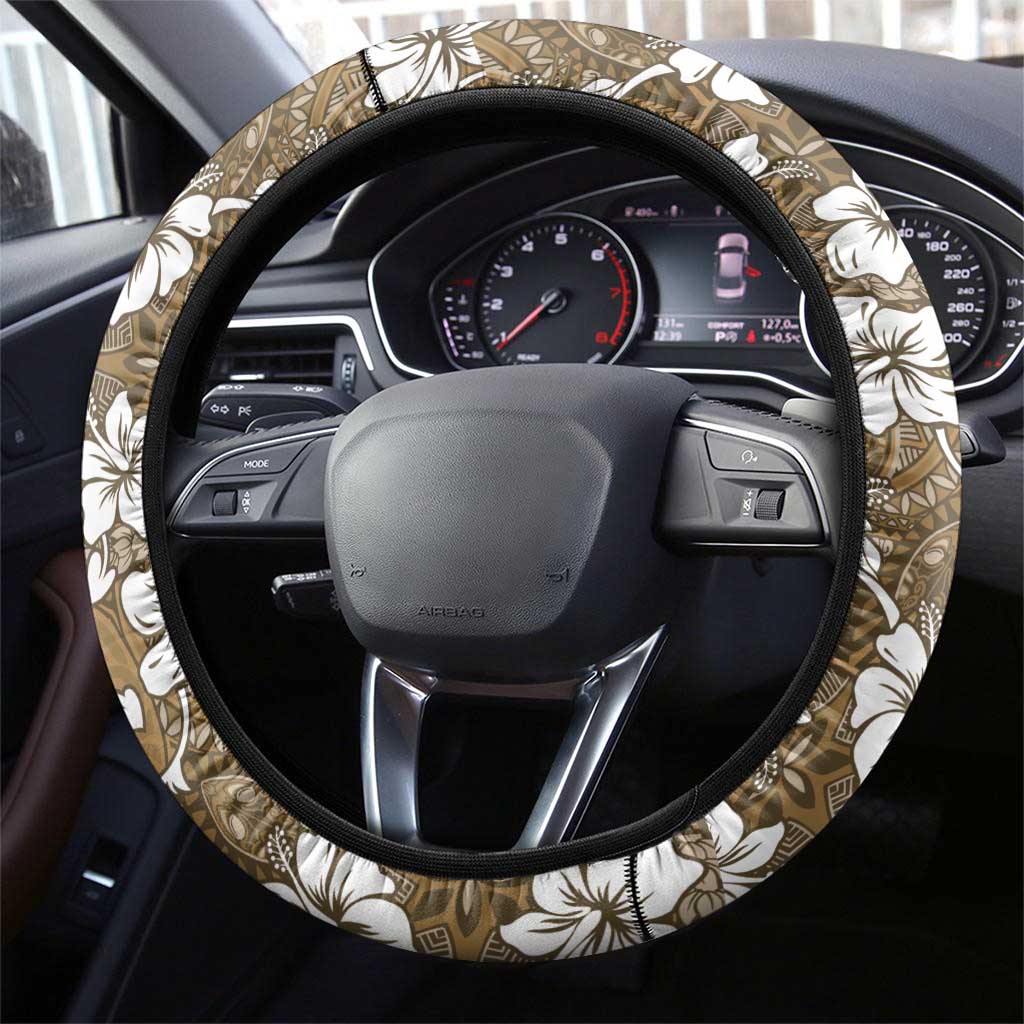 Kuvui Bula Fiji Steering Wheel Cover Fijian Tapa Seamless Hibiscus LT14 - Polynesian Pride
