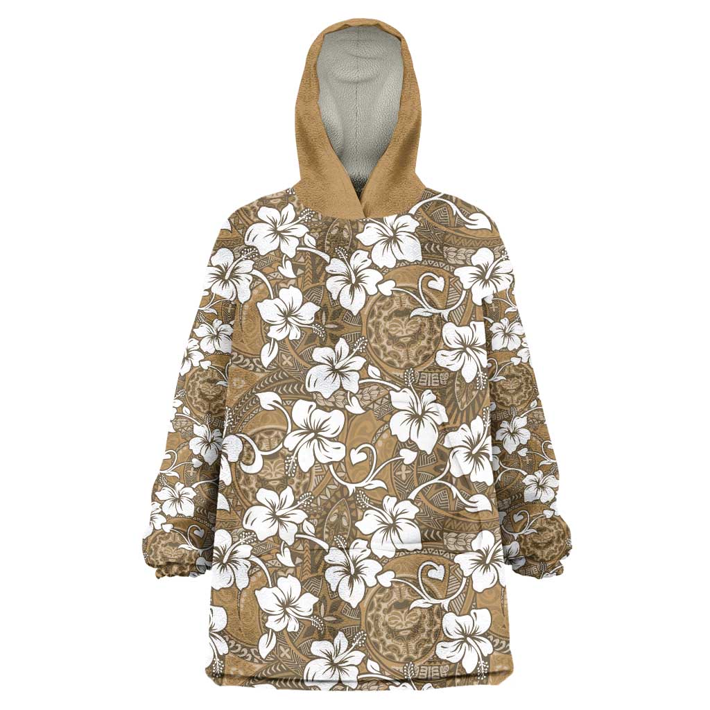 Kuvui Bula Fiji Wearable Blanket Hoodie Fijian Tapa Seamless Hibiscus - Polynesian Pride