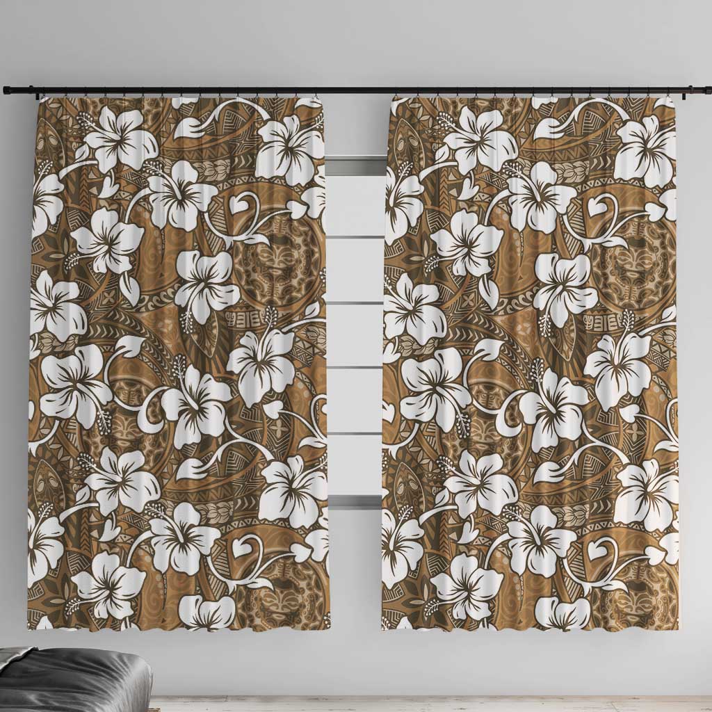 Kuvui Bula Fiji Window Curtain Fijian Tapa Seamless Hibiscus - Polynesian Pride