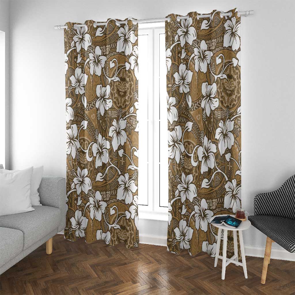 Kuvui Bula Fiji Window Curtain Fijian Tapa Seamless Hibiscus - Polynesian Pride