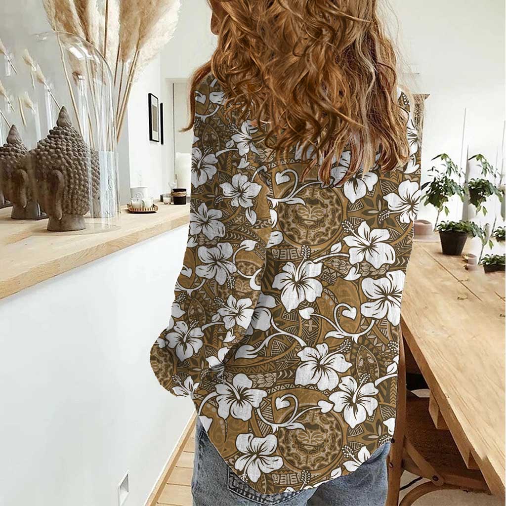 Kuvui Bula Fiji Women Casual Shirt Fijian Tapa Seamless Hibiscus - Polynesian Pride