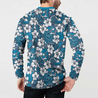 Karakarawa Bula Fiji Button Sweatshirt Fijian Tapa Seamless Hibiscus - Polynesian Pride