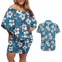 Karakarawa Bula Fiji Couples Matching Off Shoulder Short Dress and Hawaiian Shirt Fijian Tapa Seamless Hibiscus - Polynesian Pride
