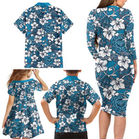 Karakarawa Bula Fiji Family Matching Long Sleeve Bodycon Dress and Hawaiian Shirt Fijian Tapa Seamless Hibiscus LT14 - Polynesian Pride