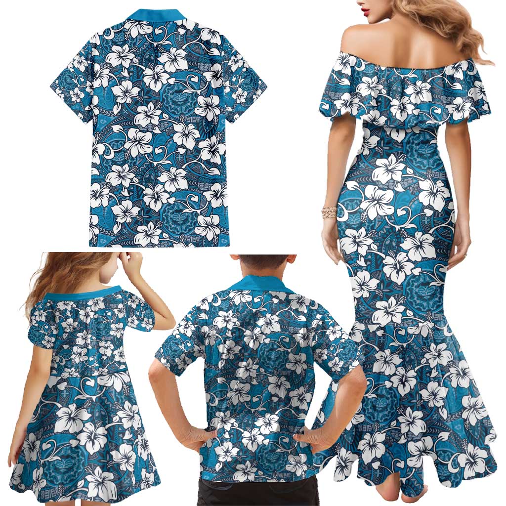 Karakarawa Bula Fiji Family Matching Mermaid Dress and Hawaiian Shirt Fijian Tapa Seamless Hibiscus - Polynesian Pride