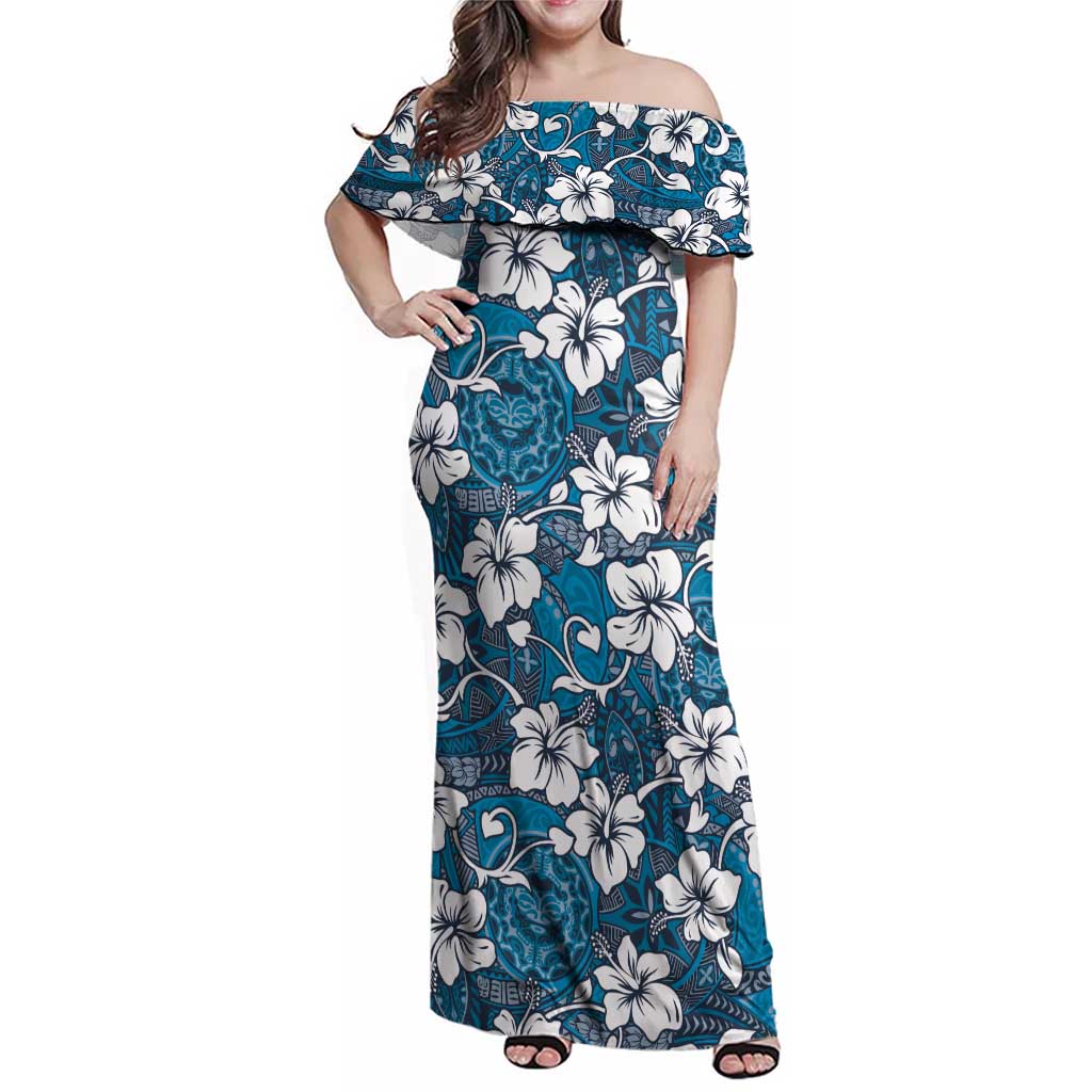 Karakarawa Bula Fiji Family Matching Off Shoulder Maxi Dress and Hawaiian Shirt Fijian Tapa Seamless Hibiscus - Polynesian Pride