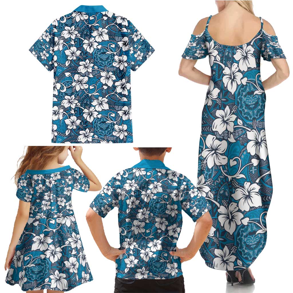 Karakarawa Bula Fiji Family Matching Summer Maxi Dress and Hawaiian Shirt Fijian Tapa Seamless Hibiscus - Polynesian Pride