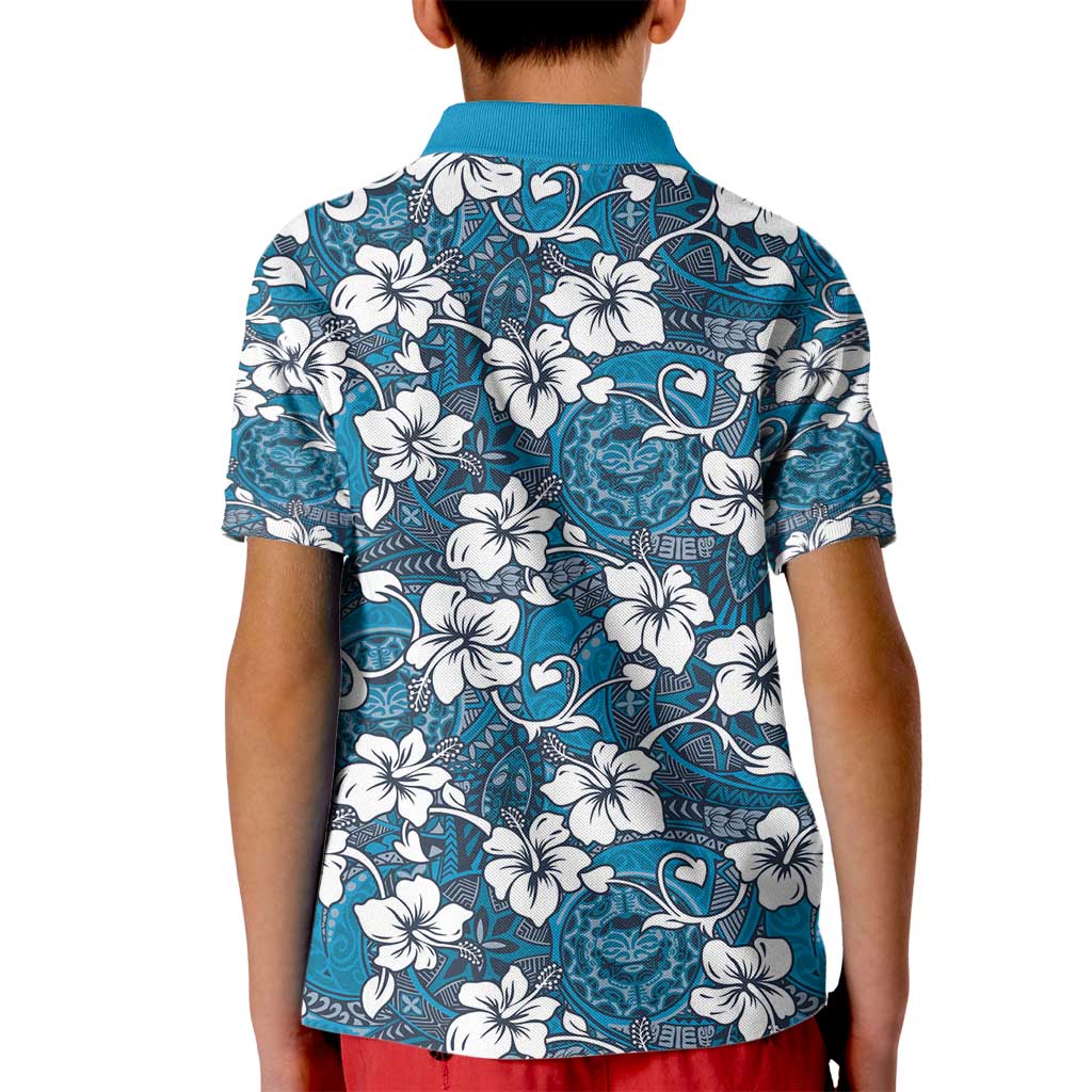 Karakarawa Bula Fiji Kid Polo Shirt Fijian Tapa Seamless Hibiscus - Polynesian Pride