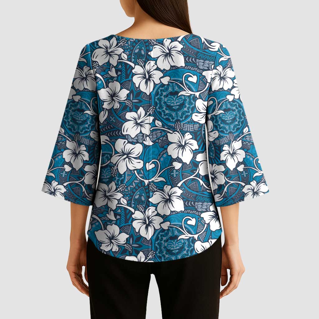 Karakarawa Bula Fiji Kimono Sleeve Blouse Fijian Tapa Seamless Hibiscus - Polynesian Pride