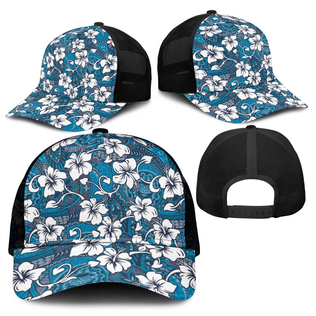 Karakarawa Bula Fiji Mesh Trucker Cap Fijian Tapa Seamless Hibiscus - Polynesian Pride